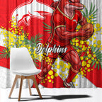 Dolphins Window Curtain Golden Wattle Floral Polynesian - Australian Flower - Rugby Mascot