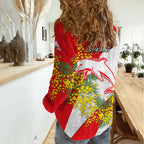Dolphins Women Casual Shirt Golden Wattle Floral Polynesian - Australian Flower - Rugby Mascot