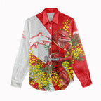 Dolphins Women Casual Shirt Golden Wattle Floral Polynesian - Australian Flower - Rugby Mascot