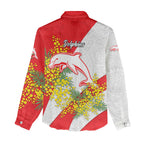 Dolphins Women Casual Shirt Golden Wattle Floral Polynesian - Australian Flower - Rugby Mascot
