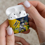 North Queensland Cowboys AirPods Case Golden Wattle Floral Polynesian - Australian Flower - Rugby Mascot