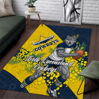 North Queensland Cowboys Area Rug Golden Wattle Floral Polynesian - Australian Flower - Rugby Mascot