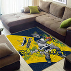North Queensland Cowboys Area Rug Golden Wattle Floral Polynesian - Australian Flower - Rugby Mascot