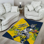 North Queensland Cowboys Area Rug Golden Wattle Floral Polynesian - Australian Flower - Rugby Mascot