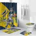 North Queensland Cowboys Bathroom Set Golden Wattle Floral Polynesian - Australian Flower - Rugby Mascot