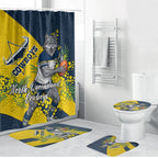 North Queensland Cowboys Bathroom Set Golden Wattle Floral Polynesian - Australian Flower - Rugby Mascot