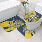 North Queensland Cowboys Bathroom Set Golden Wattle Floral Polynesian - Australian Flower - Rugby Mascot