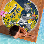 North Queensland Cowboys Beach Blanket Golden Wattle Floral Polynesian - Australian Flower - Rugby Mascot