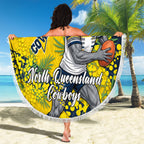 North Queensland Cowboys Beach Blanket Golden Wattle Floral Polynesian - Australian Flower - Rugby Mascot