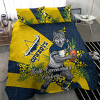 North Queensland Cowboys Bedding Set Golden Wattle Floral Polynesian - Australian Flower - Rugby Mascot