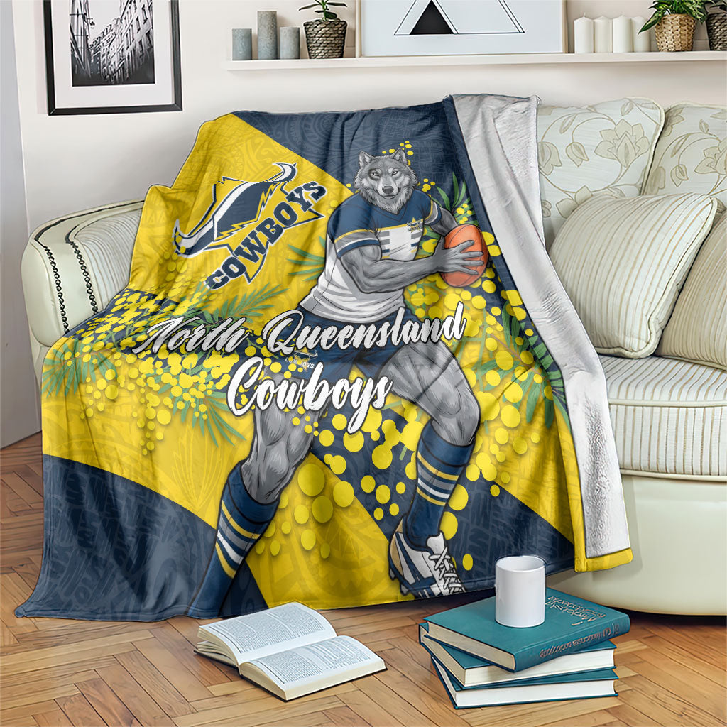 North Queensland Cowboys Blanket Golden Wattle Floral Polynesian - Australian Flower - Rugby Mascot