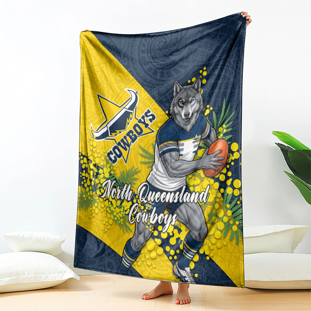 North Queensland Cowboys Blanket Golden Wattle Floral Polynesian - Australian Flower - Rugby Mascot