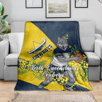 North Queensland Cowboys Blanket Golden Wattle Floral Polynesian - Australian Flower - Rugby Mascot