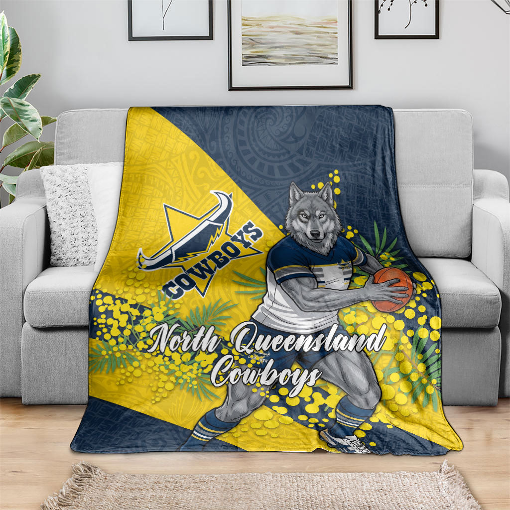North Queensland Cowboys Blanket Golden Wattle Floral Polynesian - Australian Flower - Rugby Mascot