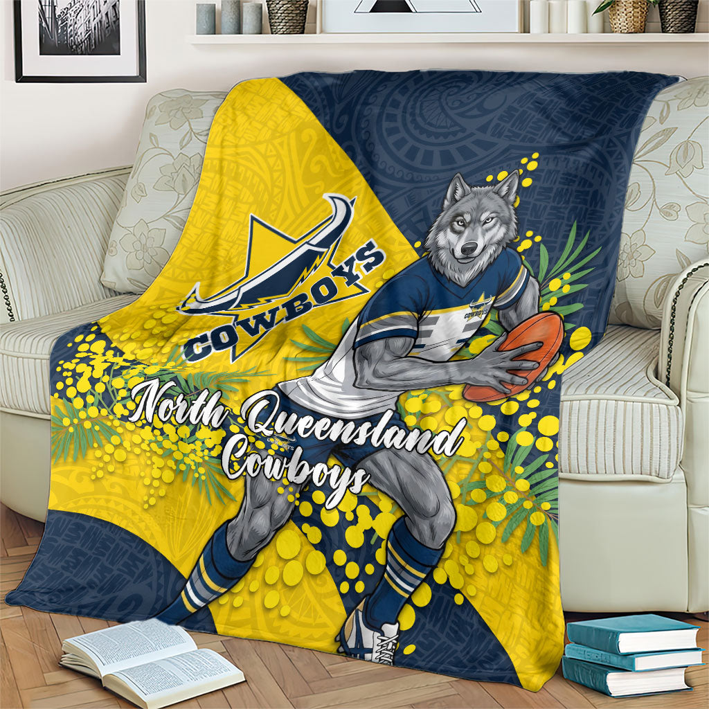 North Queensland Cowboys Blanket Golden Wattle Floral Polynesian - Australian Flower - Rugby Mascot