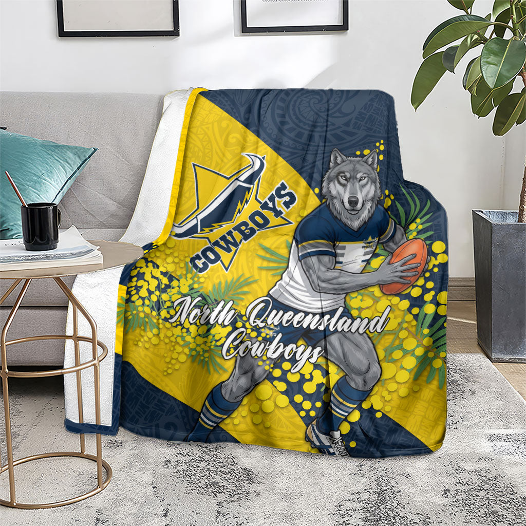 North Queensland Cowboys Blanket Golden Wattle Floral Polynesian - Australian Flower - Rugby Mascot