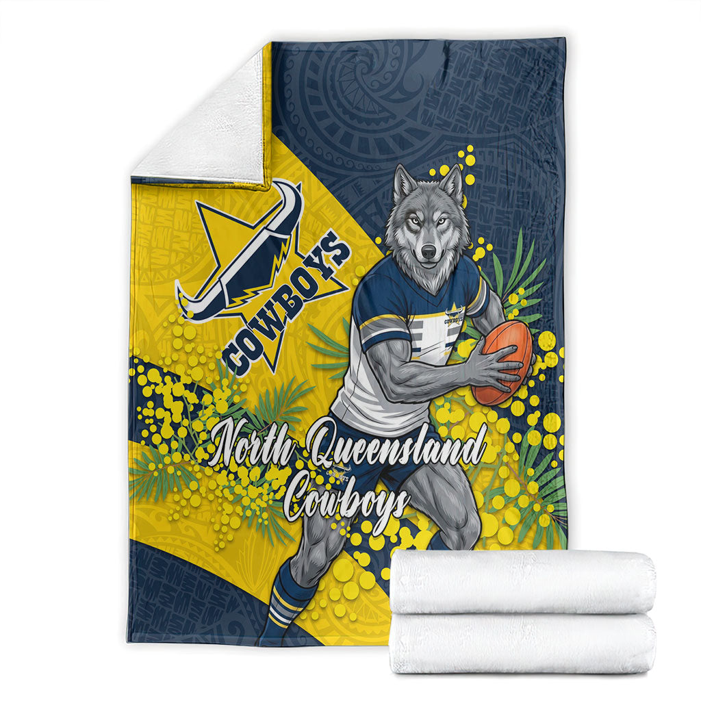 North Queensland Cowboys Blanket Golden Wattle Floral Polynesian - Australian Flower - Rugby Mascot