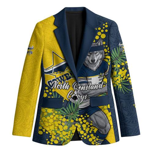 North Queensland Cowboys Blazer Golden Wattle Floral Polynesian - Australian Flower - Rugby Mascot