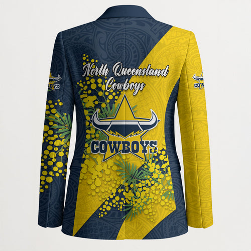 North Queensland Cowboys Blazer Golden Wattle Floral Polynesian - Australian Flower - Rugby Mascot
