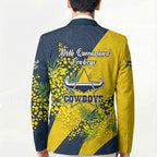 North Queensland Cowboys Blazer Golden Wattle Floral Polynesian - Australian Flower - Rugby Mascot