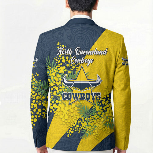 North Queensland Cowboys Blazer Golden Wattle Floral Polynesian - Australian Flower - Rugby Mascot