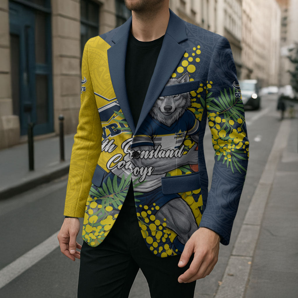 North Queensland Cowboys Blazer Golden Wattle Floral Polynesian - Australian Flower - Rugby Mascot