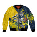 North Queensland Cowboys Bomber Jacket Golden Wattle Floral Polynesian - Australian Flower - Rugby Mascot