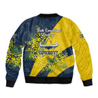 North Queensland Cowboys Bomber Jacket Golden Wattle Floral Polynesian - Australian Flower - Rugby Mascot