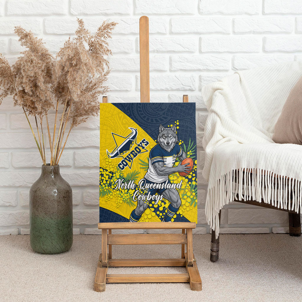 North Queensland Cowboys Canvas Wall Art Golden Wattle Floral Polynesian - Australian Flower - Rugby Mascot