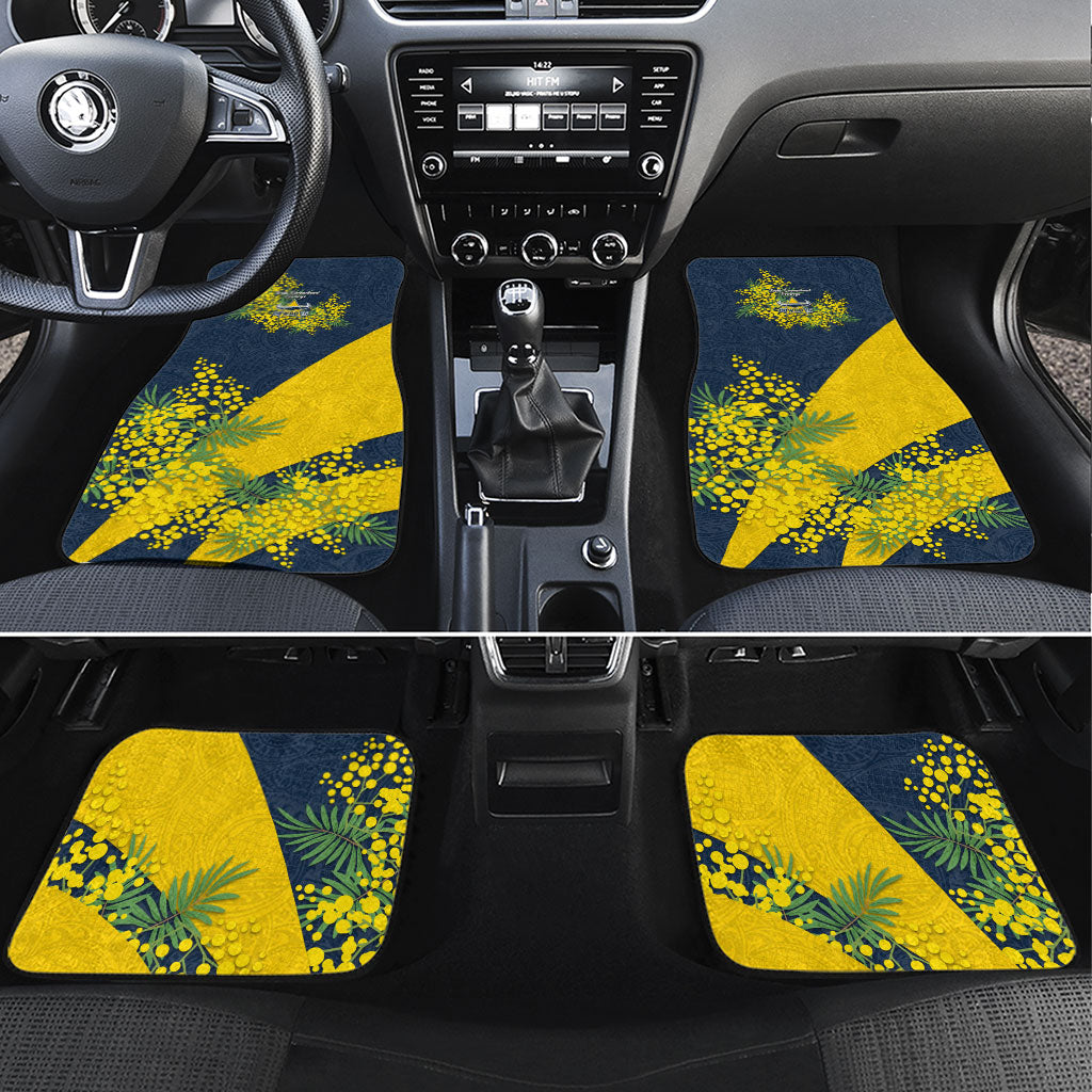 North Queensland Cowboys Car Mats Golden Wattle Floral Polynesian - Australian Flower - Rugby Mascot