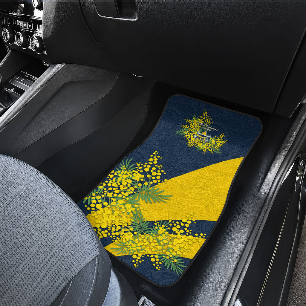 North Queensland Cowboys Car Mats Golden Wattle Floral Polynesian - Australian Flower - Rugby Mascot