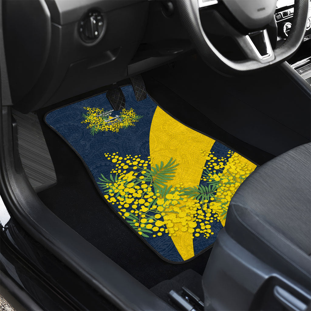 North Queensland Cowboys Car Mats Golden Wattle Floral Polynesian - Australian Flower - Rugby Mascot
