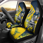 North Queensland Cowboys Car Seat Cover Golden Wattle Floral Polynesian - Australian Flower - Rugby Mascot