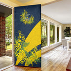 North Queensland Cowboys Door Cover Golden Wattle Floral Polynesian - Australian Flower - Rugby Mascot