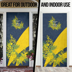 North Queensland Cowboys Door Cover Golden Wattle Floral Polynesian - Australian Flower - Rugby Mascot