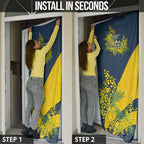 North Queensland Cowboys Door Cover Golden Wattle Floral Polynesian - Australian Flower - Rugby Mascot