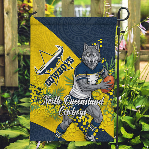 North Queensland Cowboys Garden Flag Golden Wattle Floral Polynesian - Australian Flower - Rugby Mascot