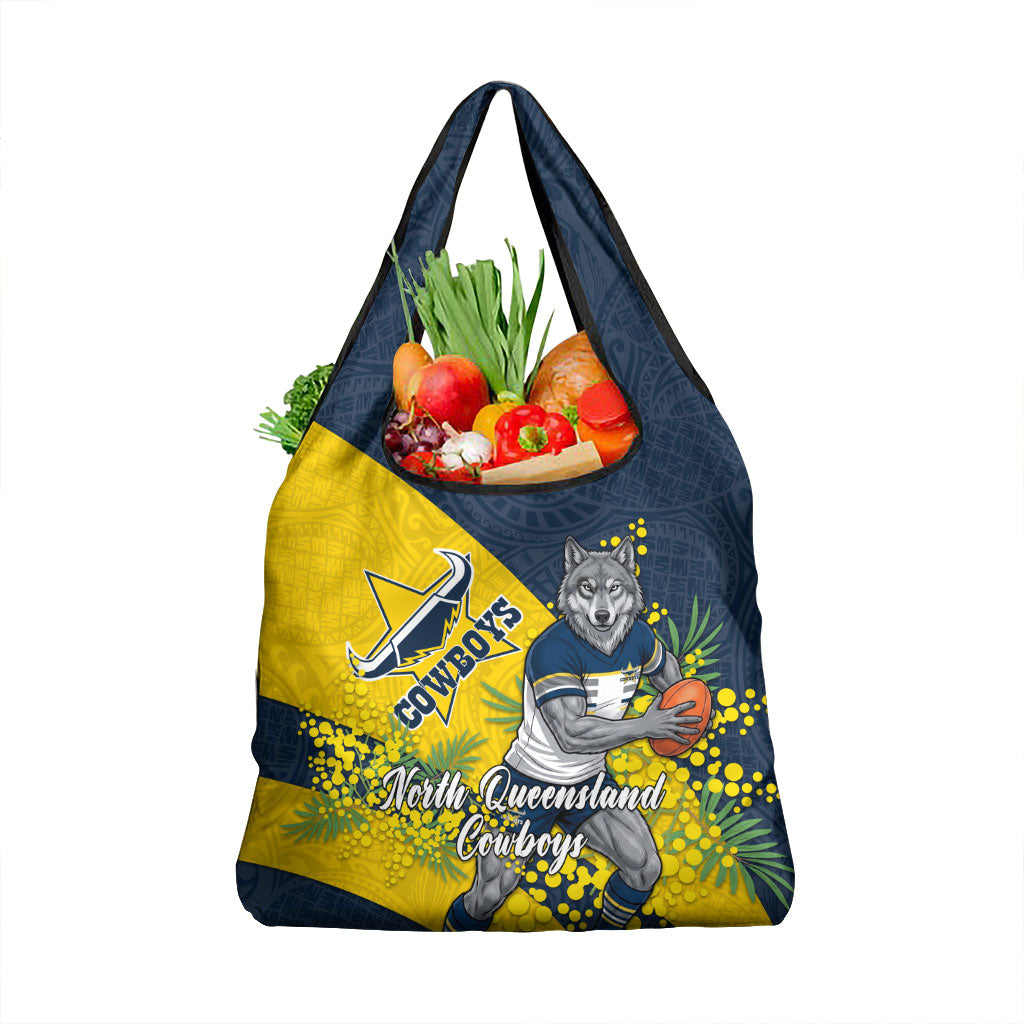 North Queensland Cowboys Grocery Bag Golden Wattle Floral Polynesian - Australian Flower - Rugby Mascot