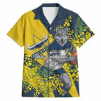 North Queensland Cowboys Hawaiian Shirt Golden Wattle Floral Polynesian - Australian Flower - Rugby Mascot