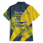 North Queensland Cowboys Hawaiian Shirt Golden Wattle Floral Polynesian - Australian Flower - Rugby Mascot
