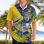 North Queensland Cowboys Hawaiian Shirt Golden Wattle Floral Polynesian - Australian Flower - Rugby Mascot