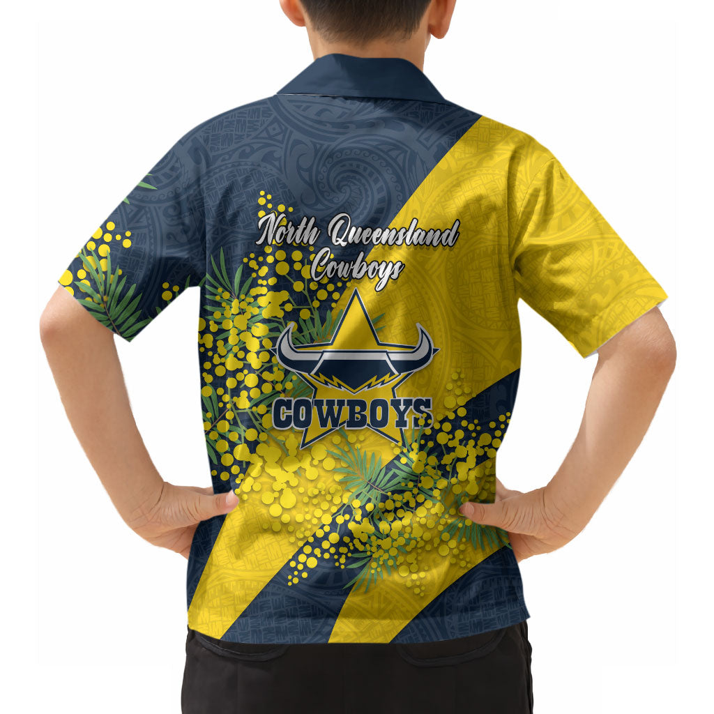 North Queensland Cowboys Hawaiian Shirt Golden Wattle Floral Polynesian - Australian Flower - Rugby Mascot