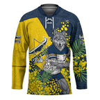 North Queensland Cowboys Hockey Jersey Golden Wattle Floral Polynesian - Australian Flower - Rugby Mascot