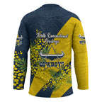 North Queensland Cowboys Hockey Jersey Golden Wattle Floral Polynesian - Australian Flower - Rugby Mascot