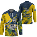 North Queensland Cowboys Hockey Jersey Golden Wattle Floral Polynesian - Australian Flower - Rugby Mascot