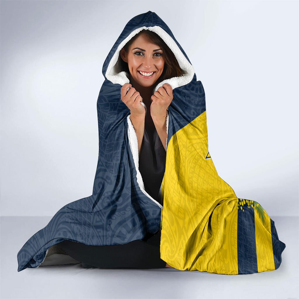 North Queensland Cowboys Hooded Blanket Golden Wattle Floral Polynesian - Australian Flower - Rugby Mascot