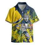 North Queensland Cowboys Kid Hawaiian Shirt Golden Wattle Floral Polynesian - Australian Flower - Rugby Mascot