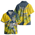 North Queensland Cowboys Kid Hawaiian Shirt Golden Wattle Floral Polynesian - Australian Flower - Rugby Mascot