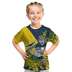 North Queensland Cowboys Kid T Shirt Golden Wattle Floral Polynesian - Australian Flower - Rugby Mascot