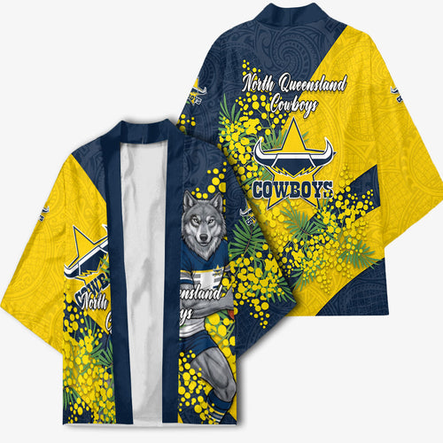 North Queensland Cowboys Kimono Golden Wattle Floral Polynesian - Australian Flower - Rugby Mascot
